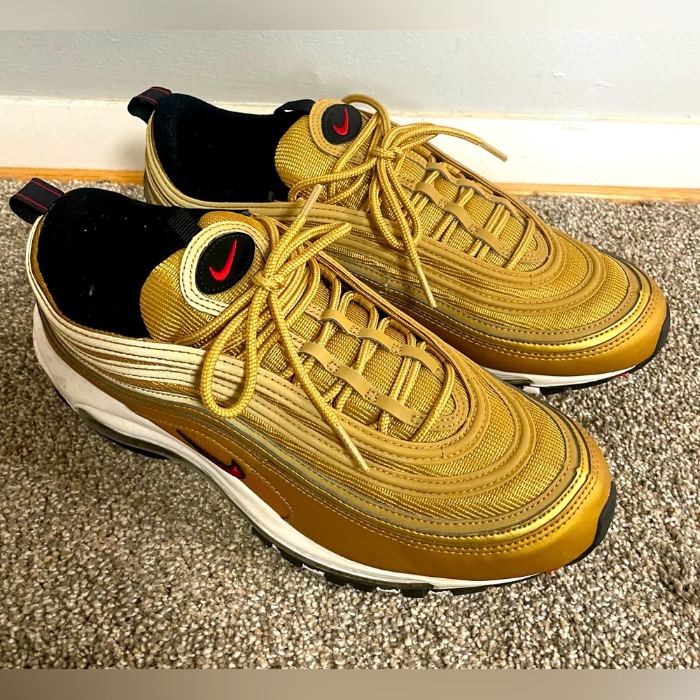 Nike Gold Air Max 97 Sneakers with Full-Length Cushioning